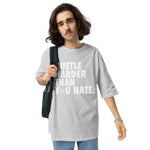 Hustle Harder Unisex oversized t-shirt Tan / Olive