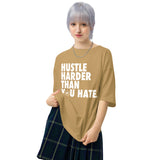Hustle Harder Unisex oversized t-shirt Tan / Olive