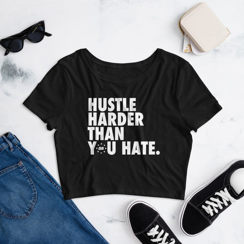 Hustle Harder Women’s Crop Tee Black